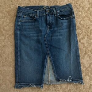 7 For All Mankind Blue Denim Skirt